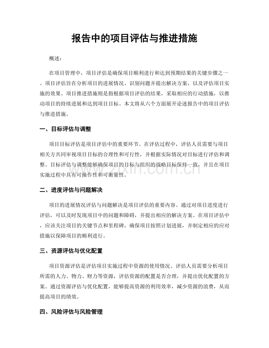 报告中的项目评估与推进措施.docx_第1页