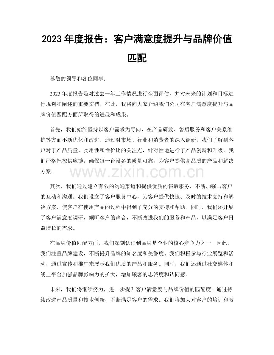 2023年度报告：客户满意度提升与品牌价值匹配.docx_第1页