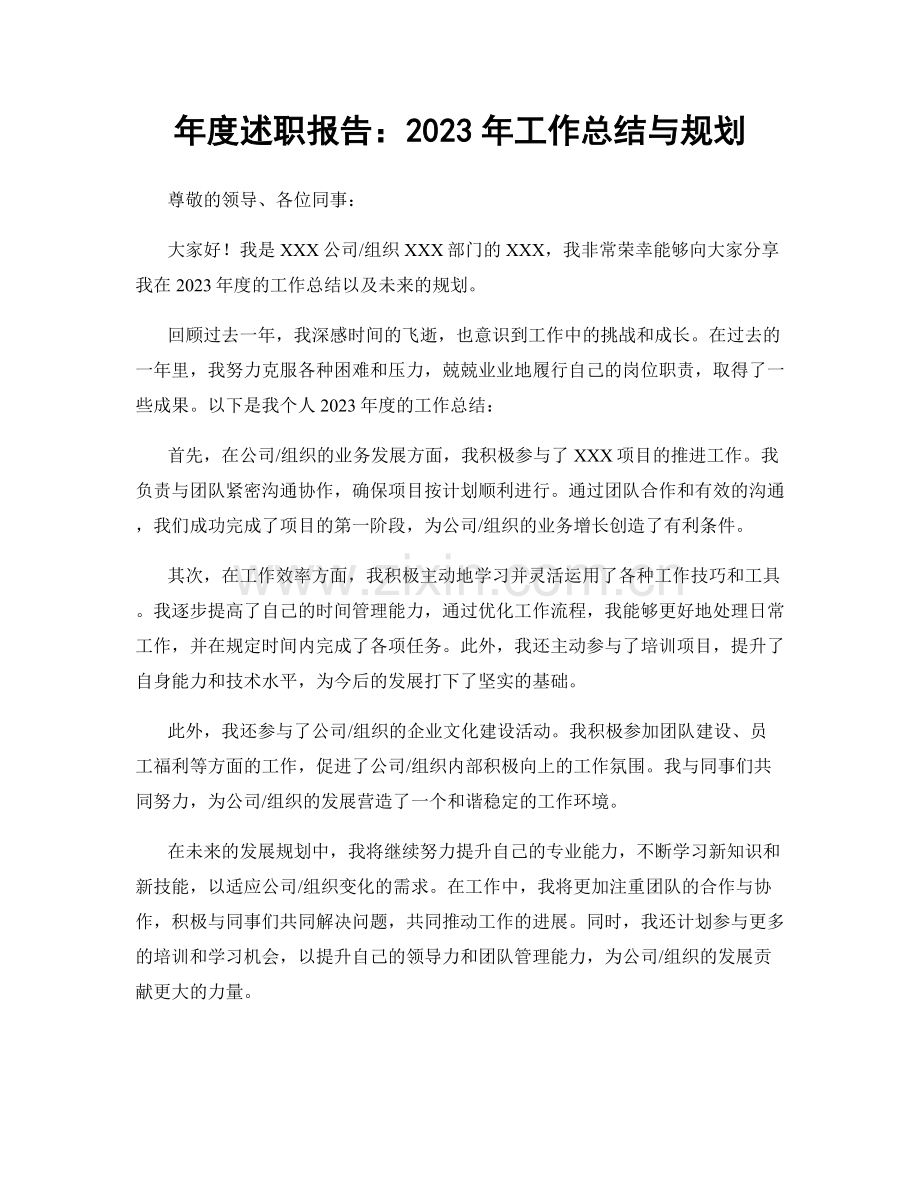 年度述职报告：2023年工作总结与规划.docx_第1页