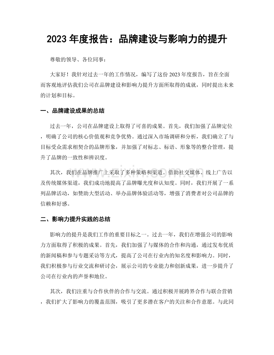 2023年度报告：品牌建设与影响力的提升.docx_第1页