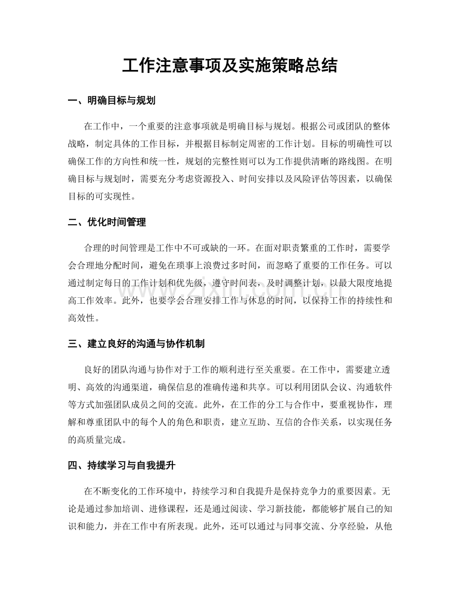 工作注意事项及实施策略总结.docx_第1页