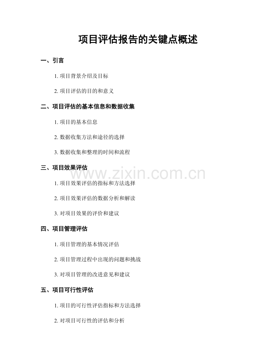 项目评估报告的关键点概述.docx_第1页