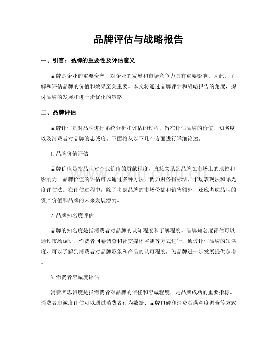 品牌评估与战略报告.docx_第1页