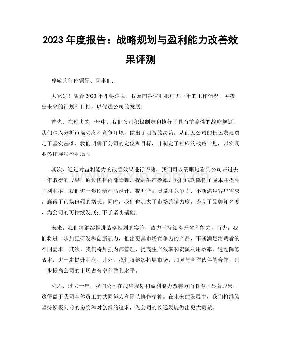 2023年度报告：战略规划与盈利能力改善效果评测.docx_第1页