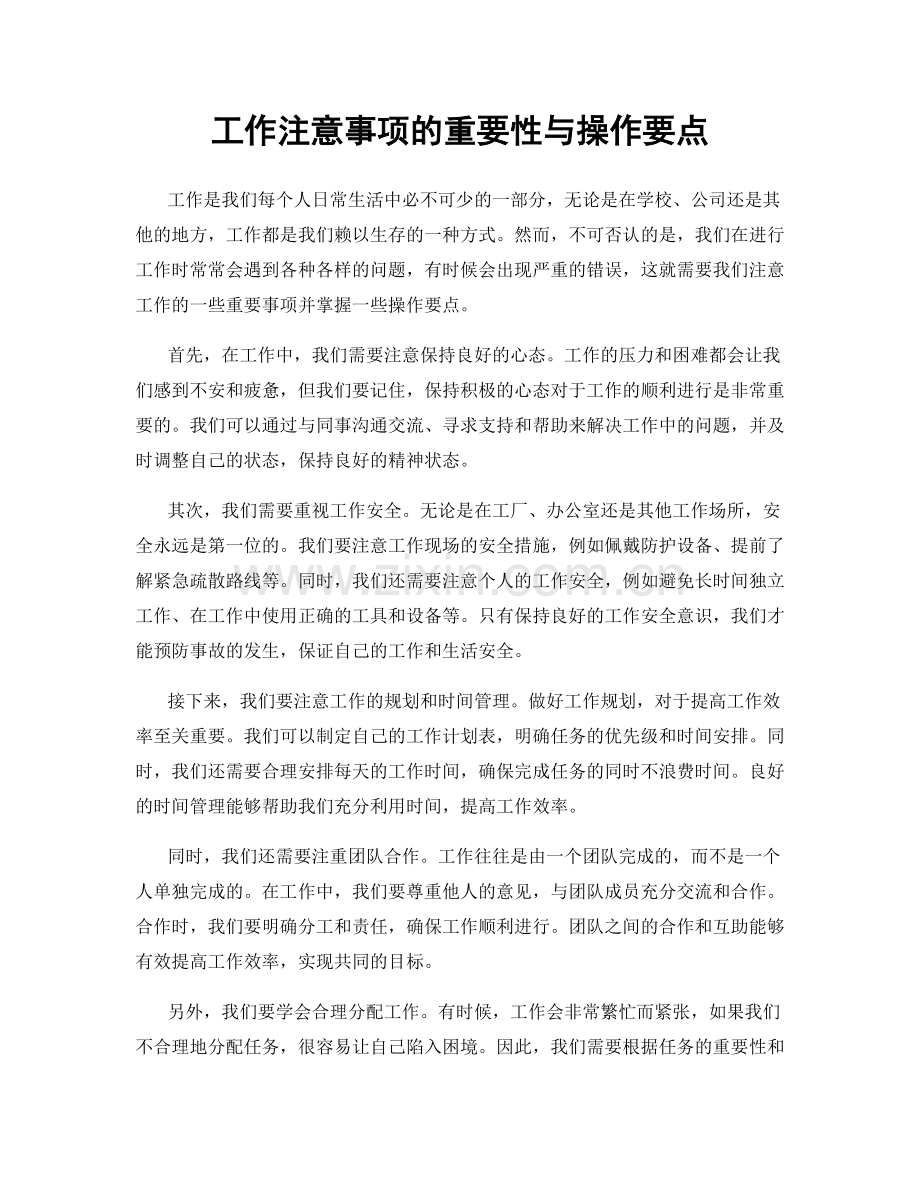 工作注意事项的重要性与操作要点.docx_第1页