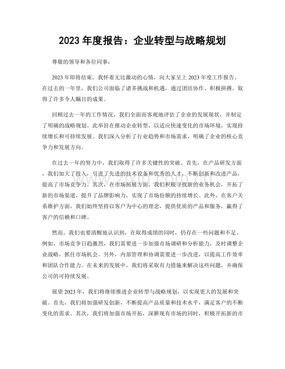 2023年度报告：企业转型与战略规划.docx_第1页