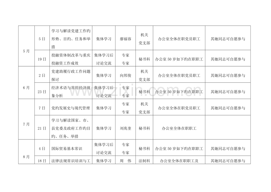 机关职工学习培训综合计划日程安排表.doc_第2页