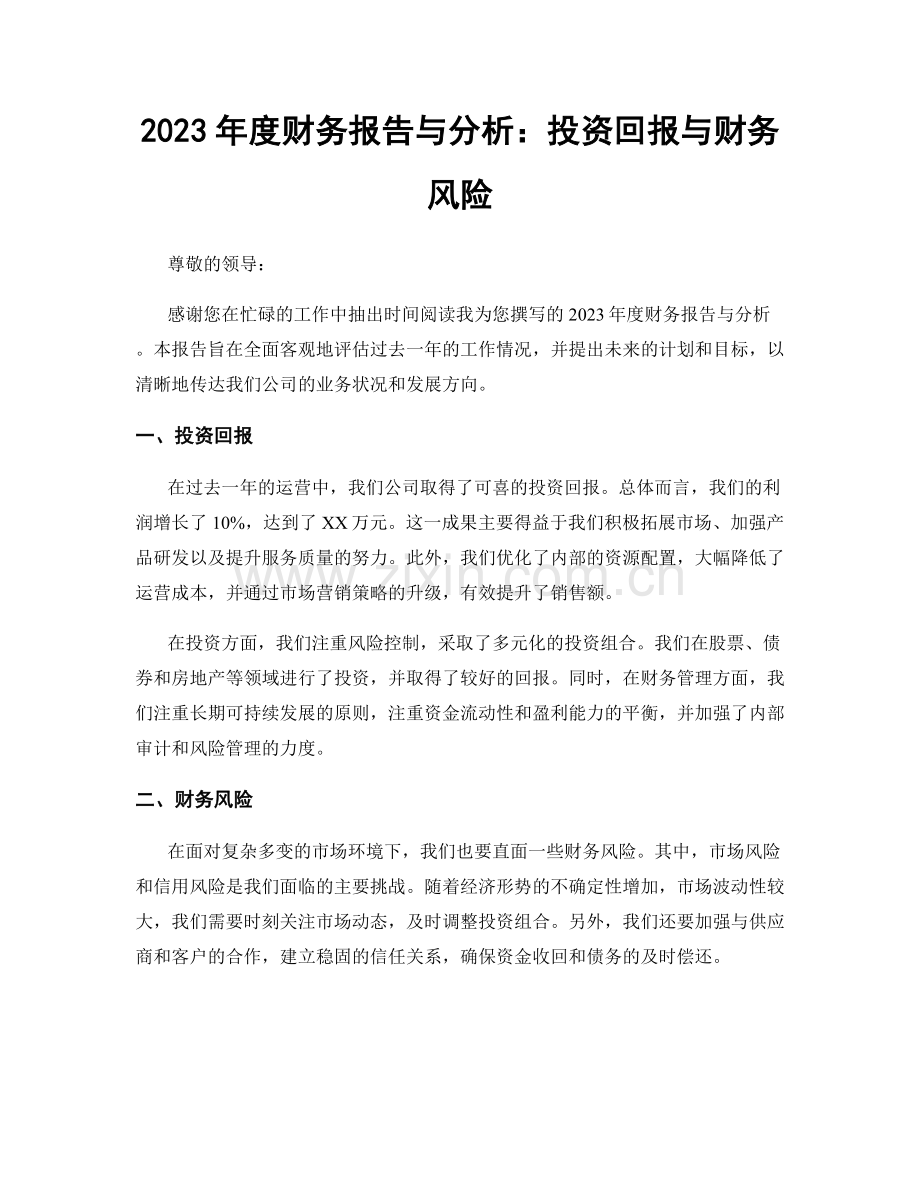 2023年度财务报告与分析：投资回报与财务风险.docx_第1页