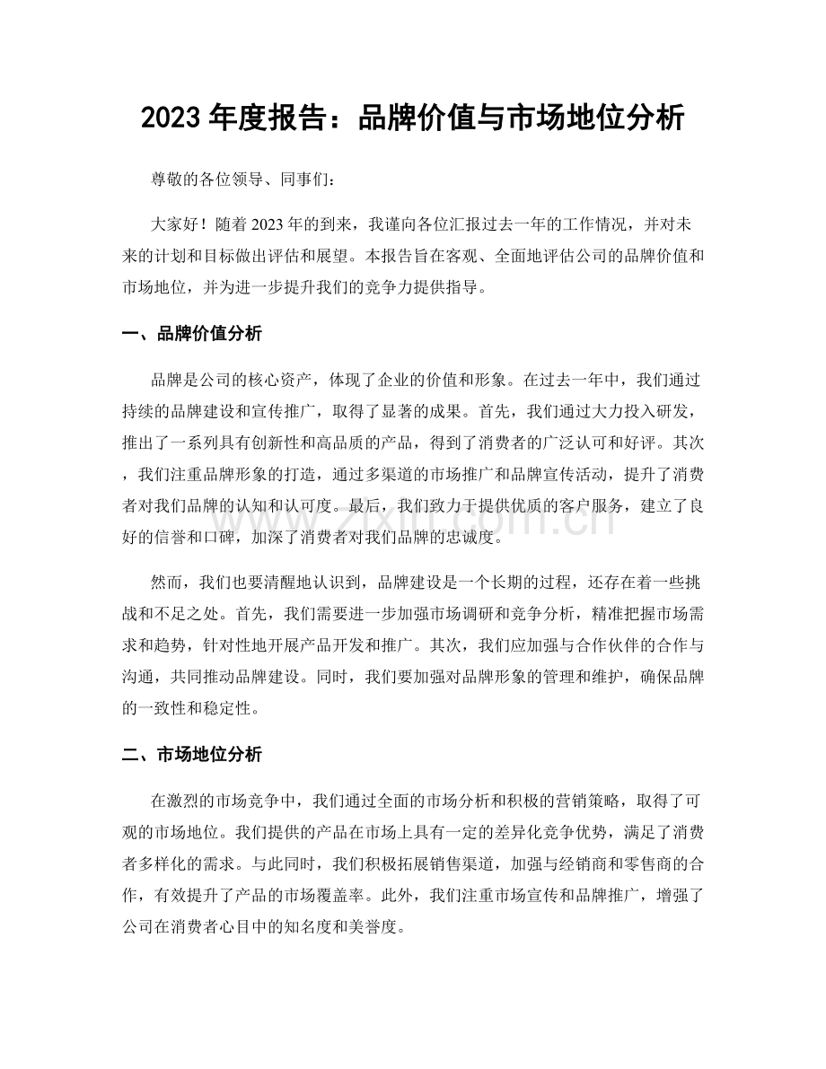 2023年度报告：品牌价值与市场地位分析.docx_第1页