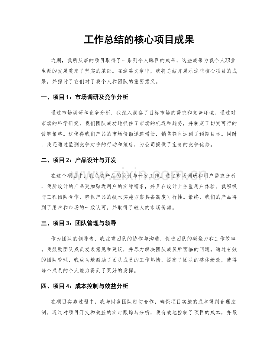 工作总结的核心项目成果.docx_第1页
