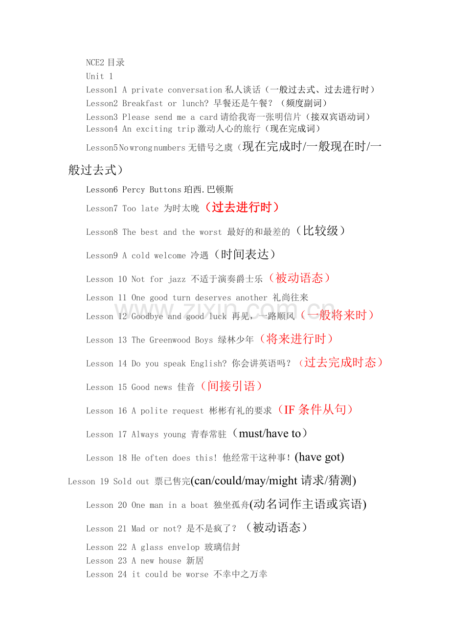 新概念英语第二册目录.doc_第1页