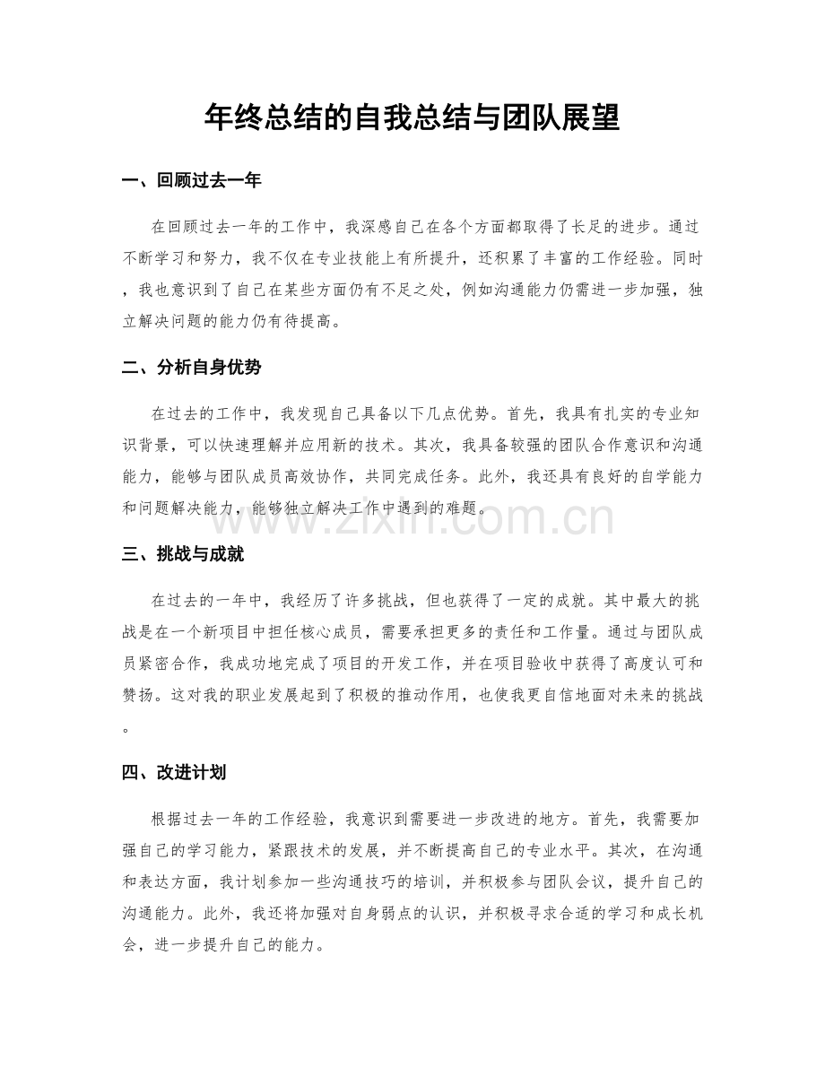 年终总结的自我总结与团队展望.docx_第1页