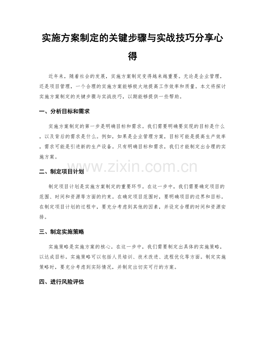 实施方案制定的关键步骤与实战技巧分享心得.docx_第1页