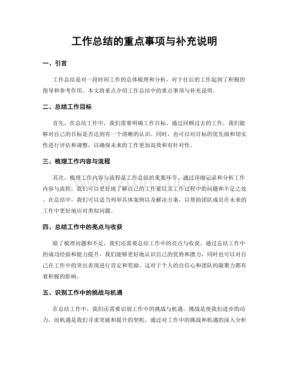 工作总结的重点事项与补充说明.docx_第1页
