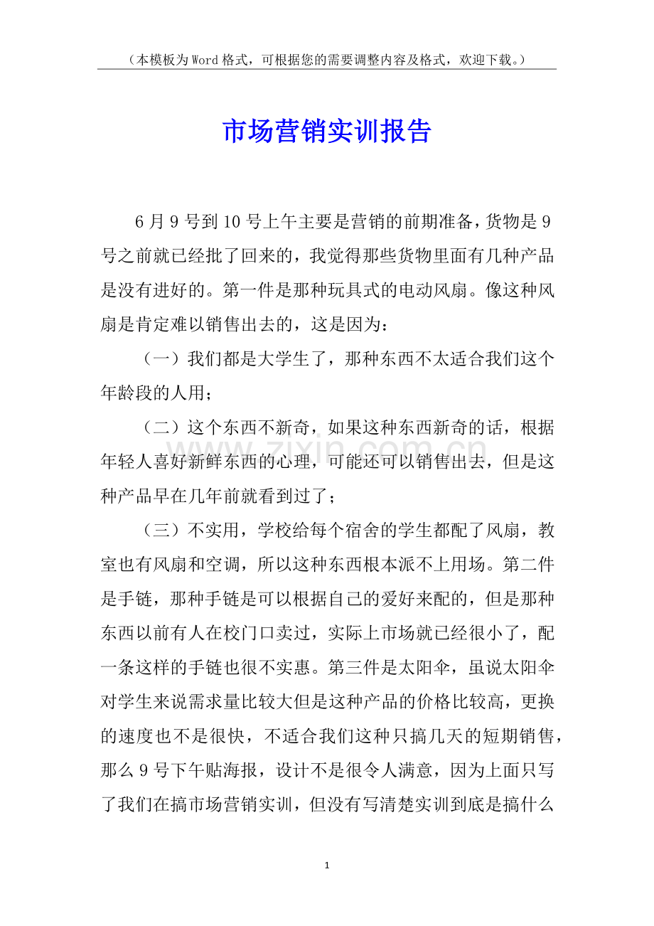 市场营销实训报告.docx_第1页