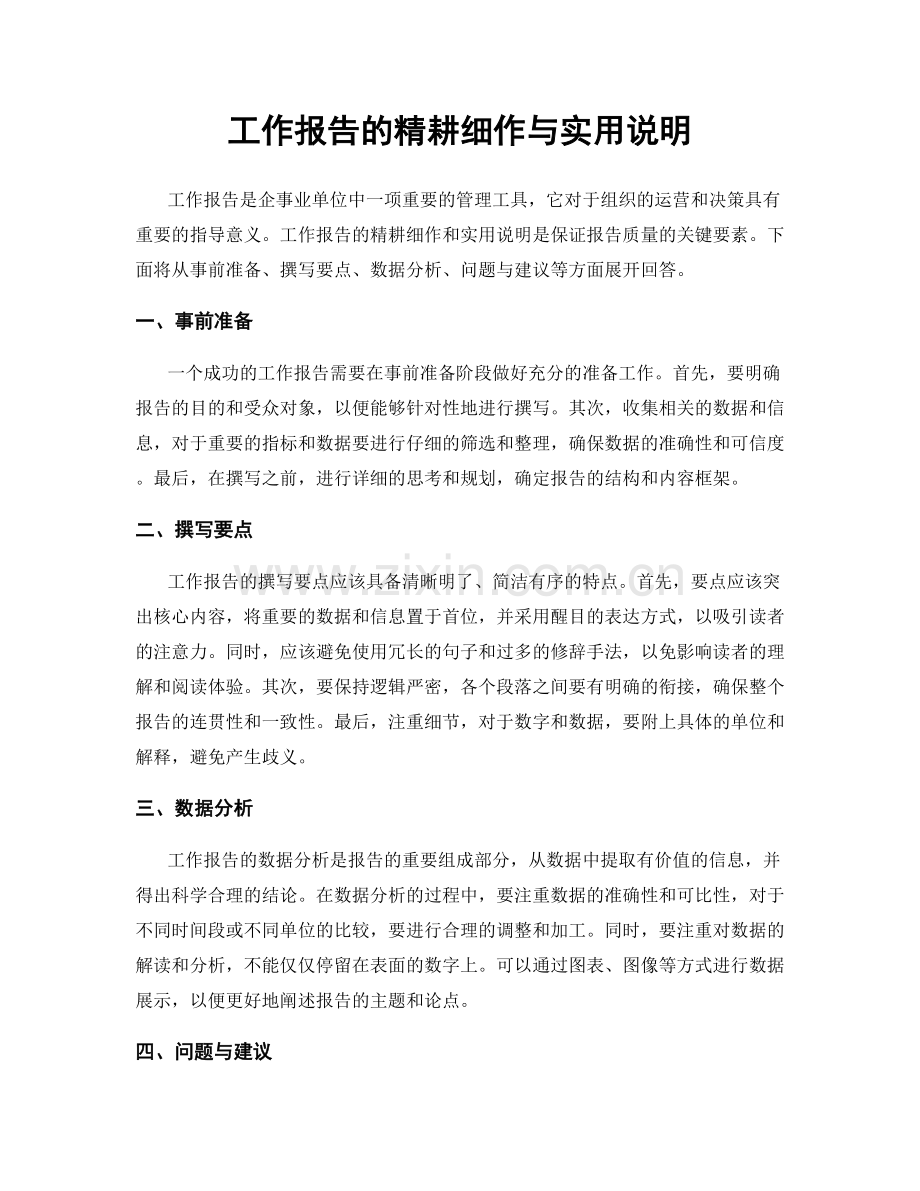 工作报告的精耕细作与实用说明.docx_第1页