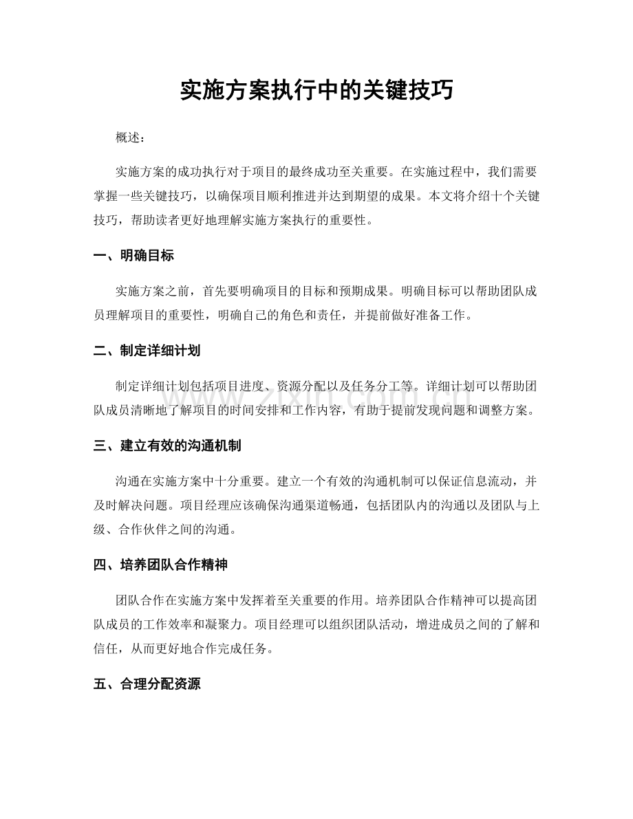 实施方案执行中的关键技巧.docx_第1页