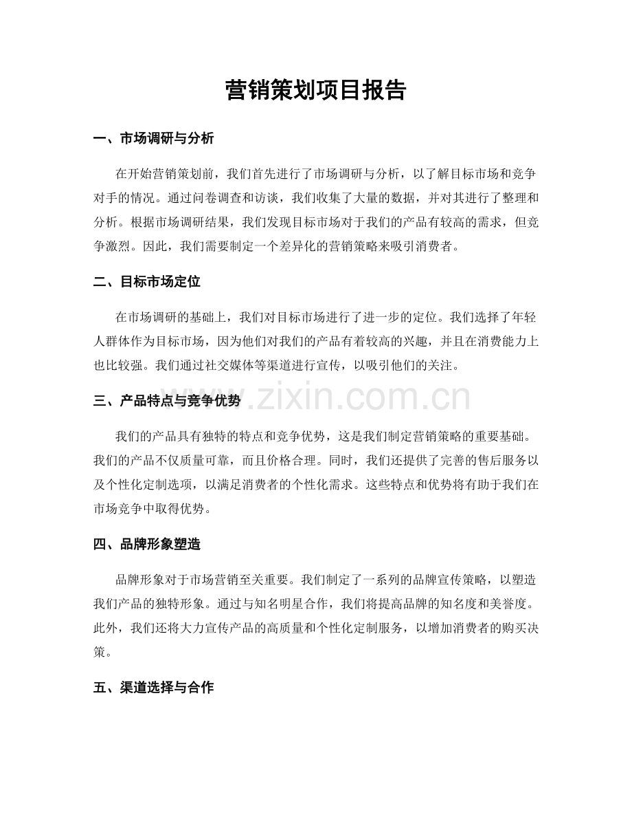 营销策划项目报告.docx_第1页