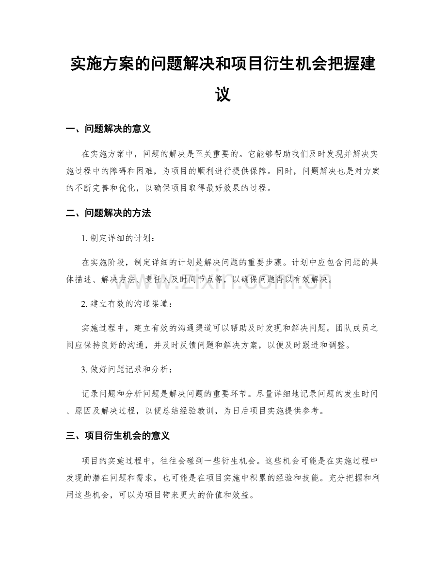 实施方案的问题解决和项目衍生机会把握建议.docx_第1页