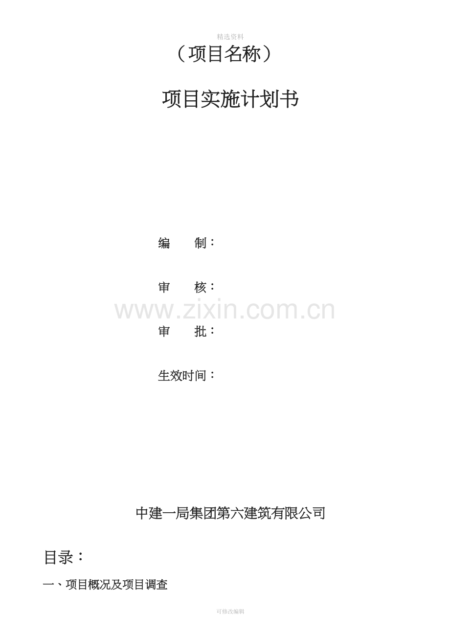 项目实施计划书模板新版.docx_第1页
