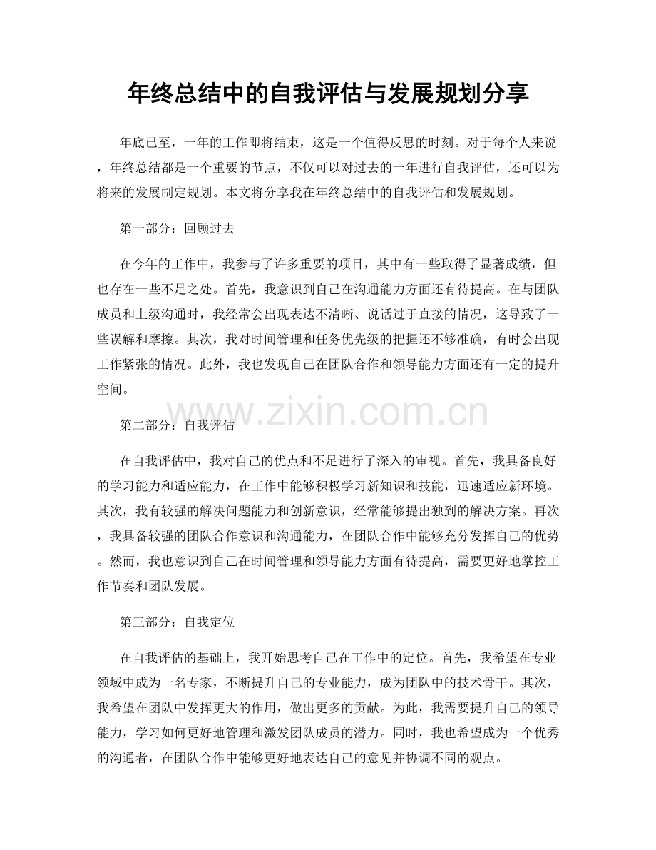 年终总结中的自我评估与发展规划分享.docx_第1页