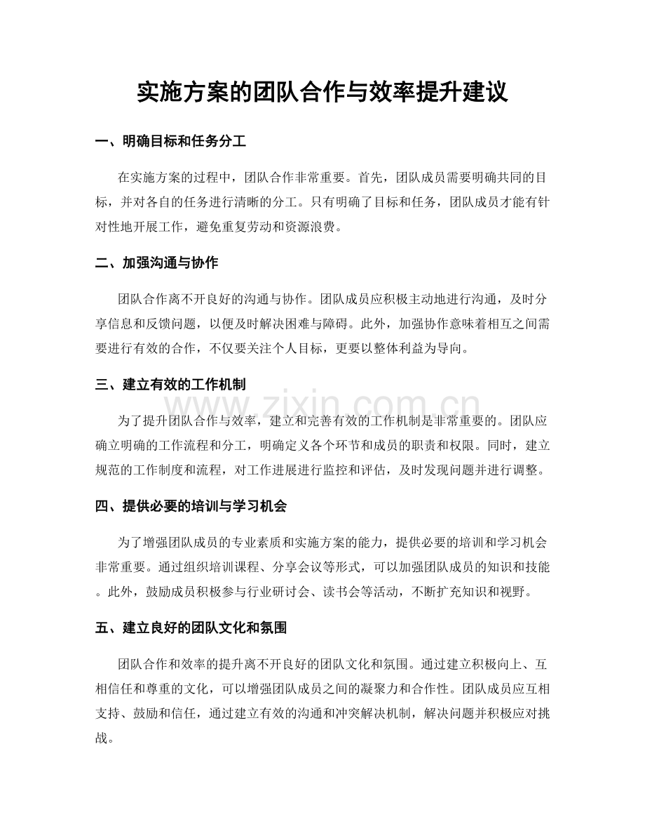 实施方案的团队合作与效率提升建议.docx_第1页