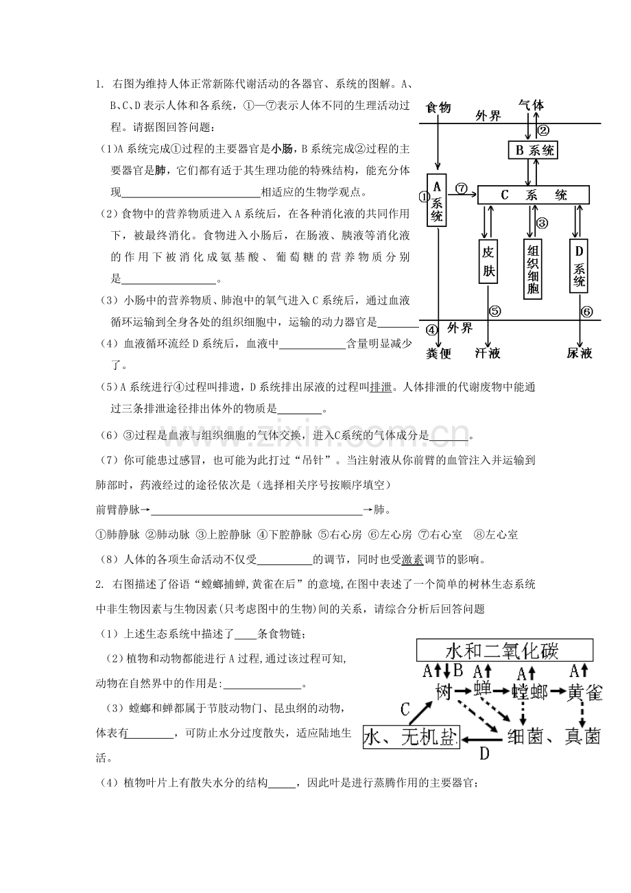 2019-2020年九年级生物3月月考试题(I).doc_第2页