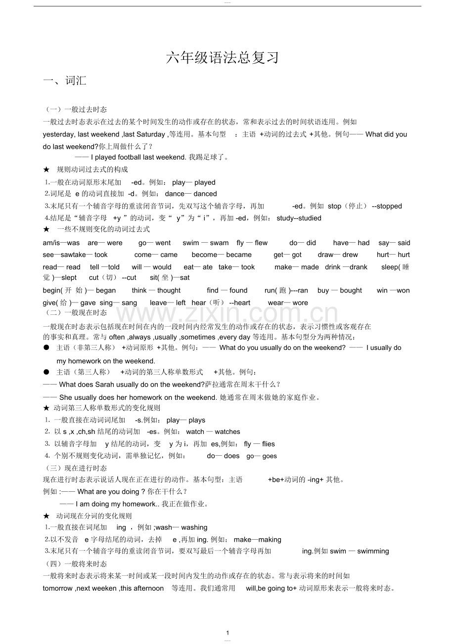 六年级英语语法知识点汇总.doc_第1页