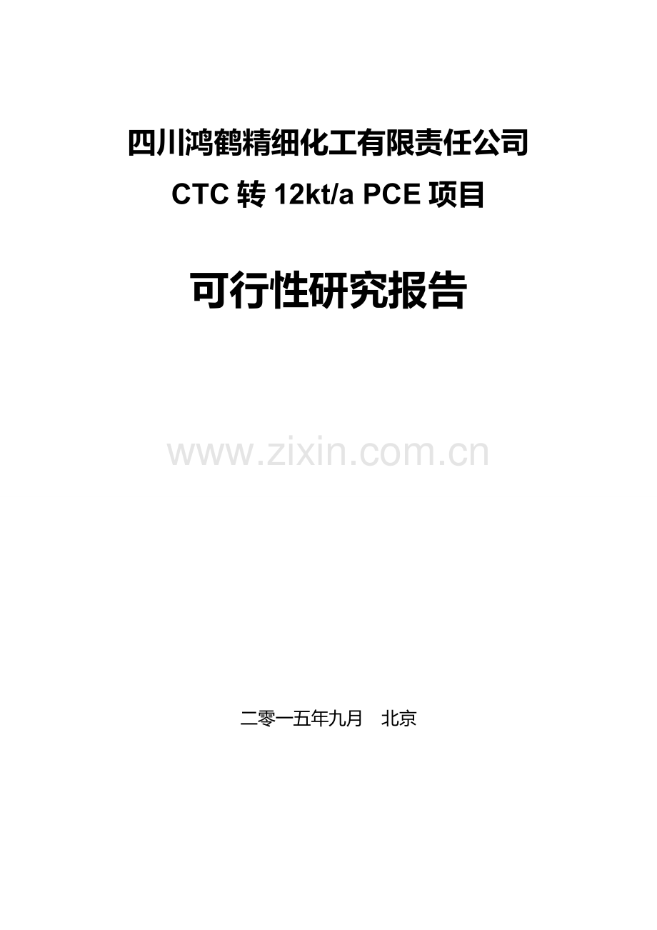 精细化工有限责任公司CTC转12kta-PCE项目可行性研究报告.doc_第1页