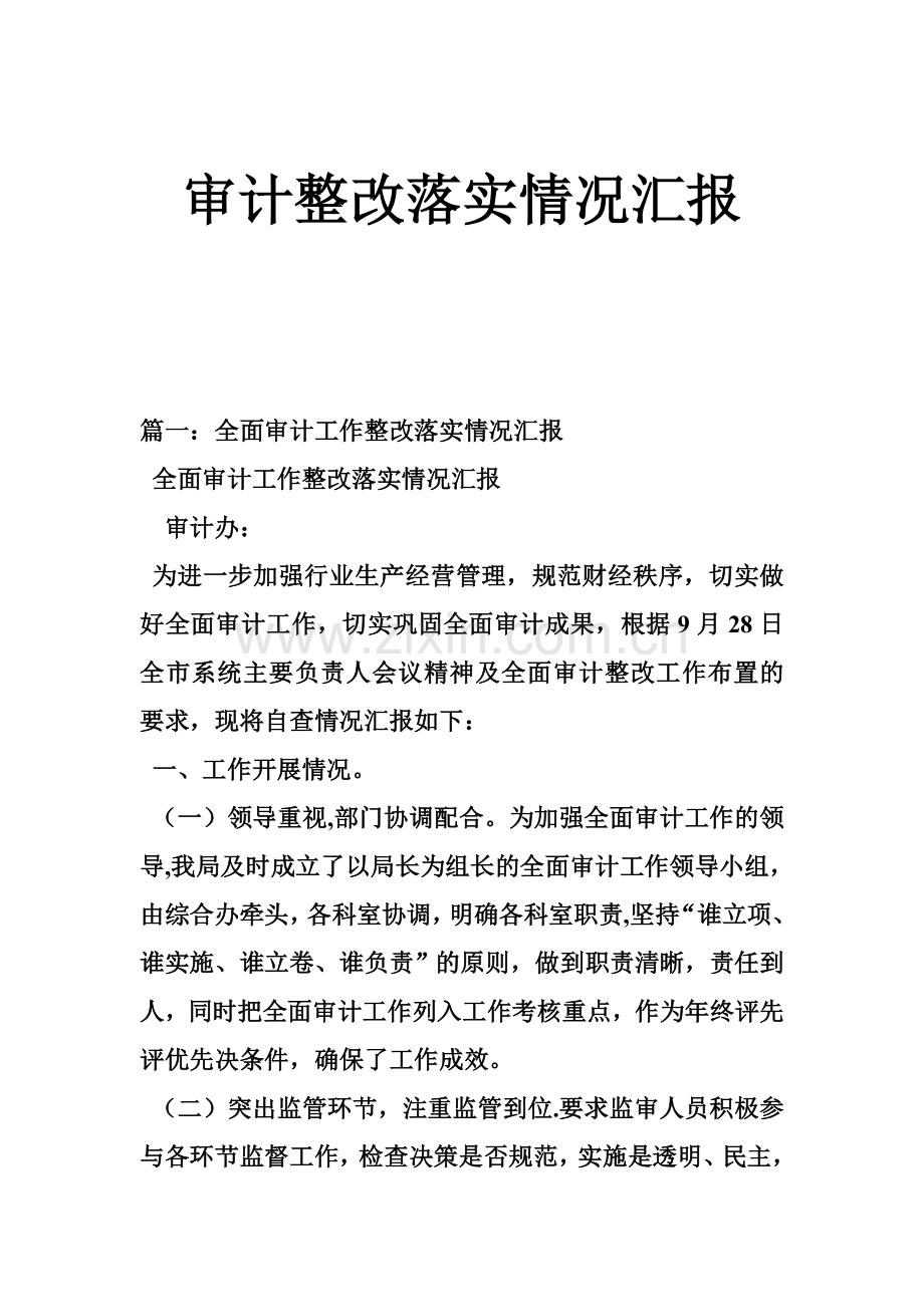 审计整改落实情况汇报.doc_第1页