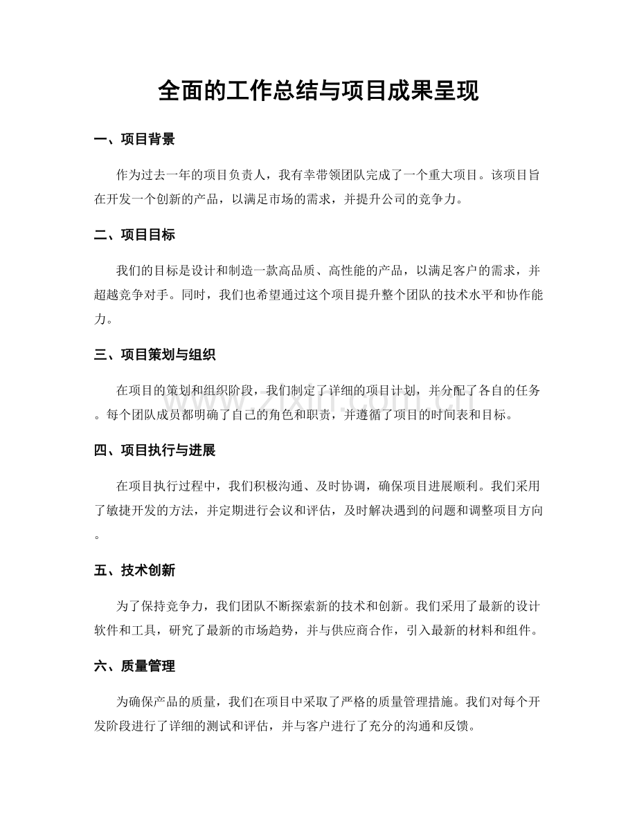 全面的工作总结与项目成果呈现.docx_第1页