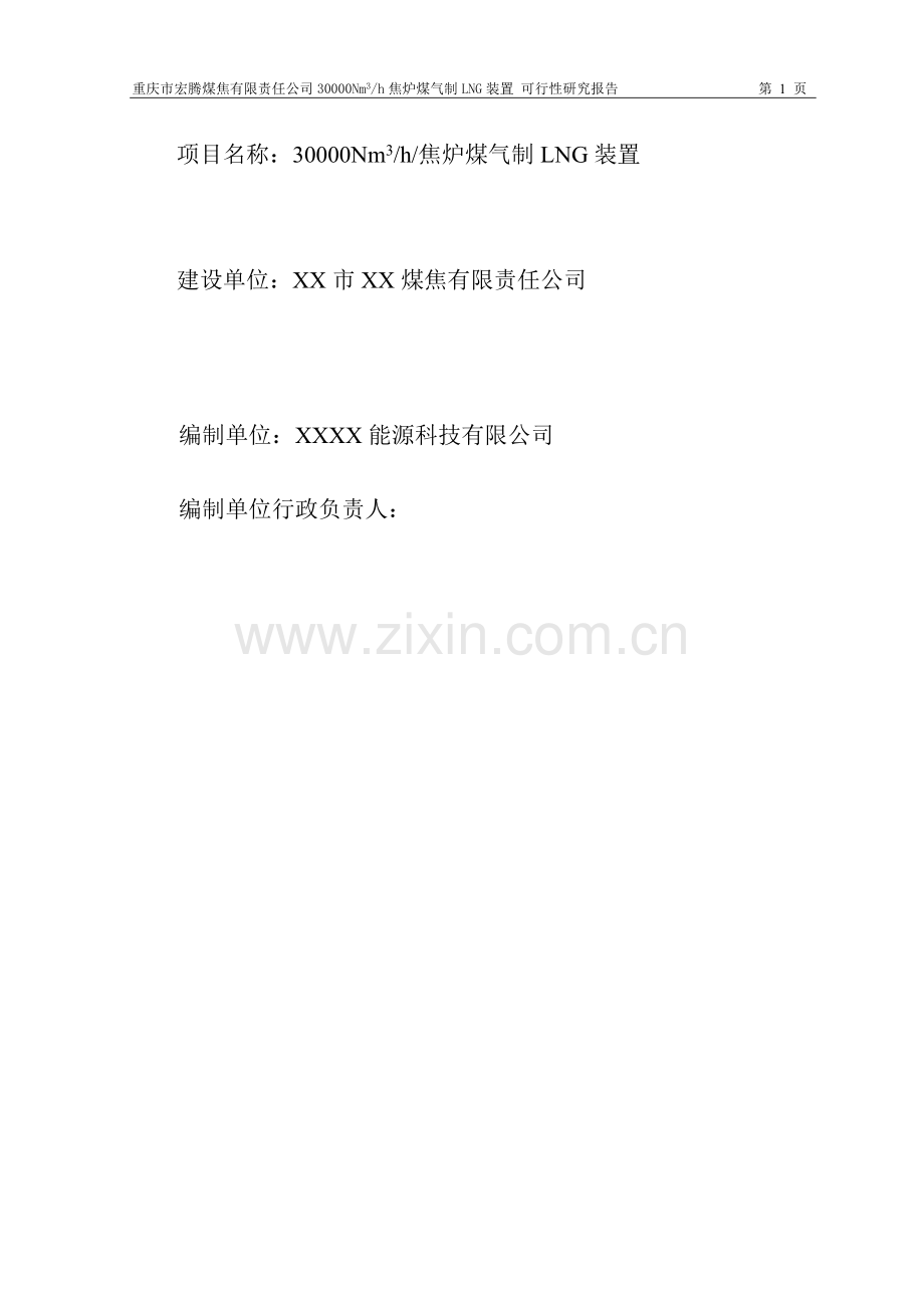 30000Nm3-h焦炉煤气制LNG装置可行性研究报告.doc_第2页
