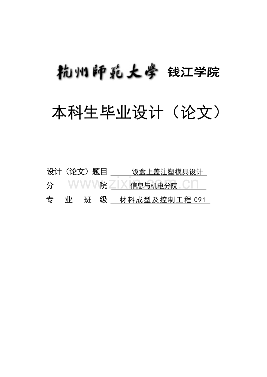 饭盒上盖注塑模具设计毕业论文设计.doc_第1页