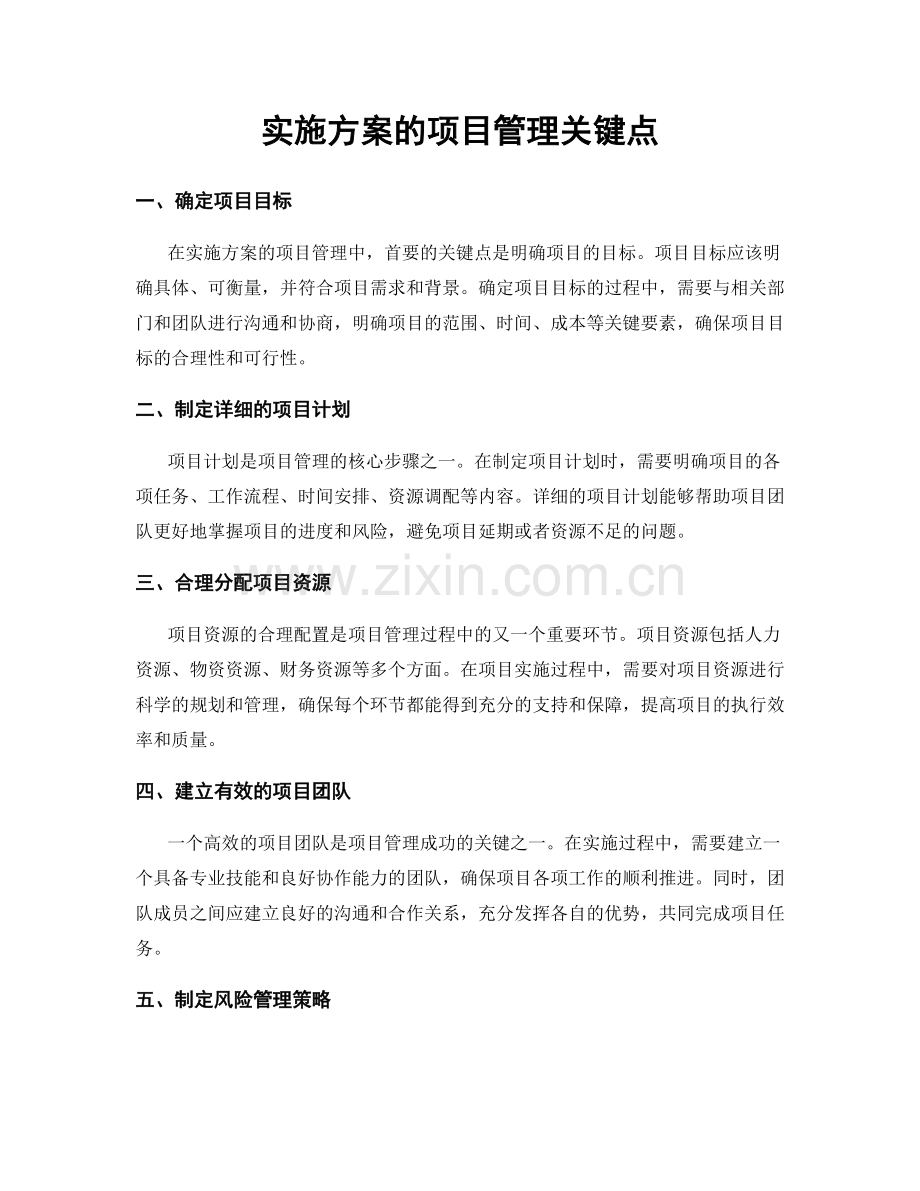 实施方案的项目管理关键点.docx_第1页