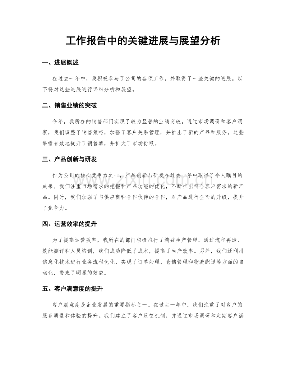 工作报告中的关键进展与展望分析.docx_第1页