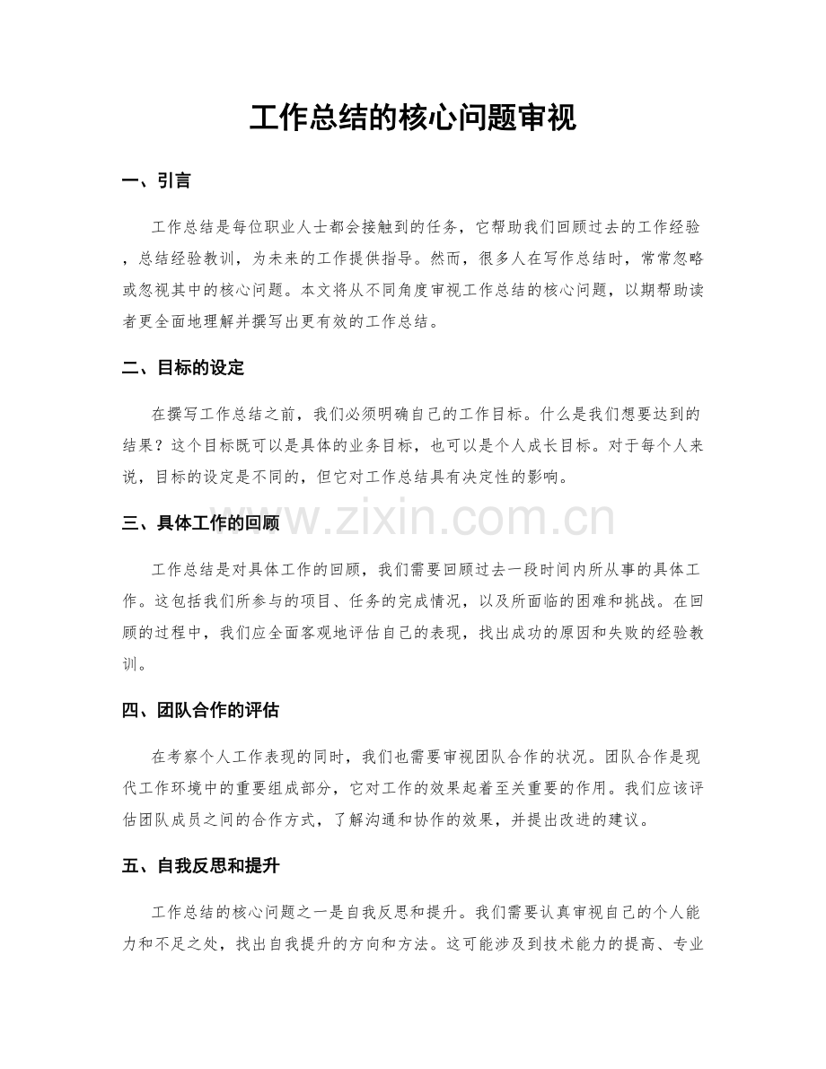 工作总结的核心问题审视.docx_第1页