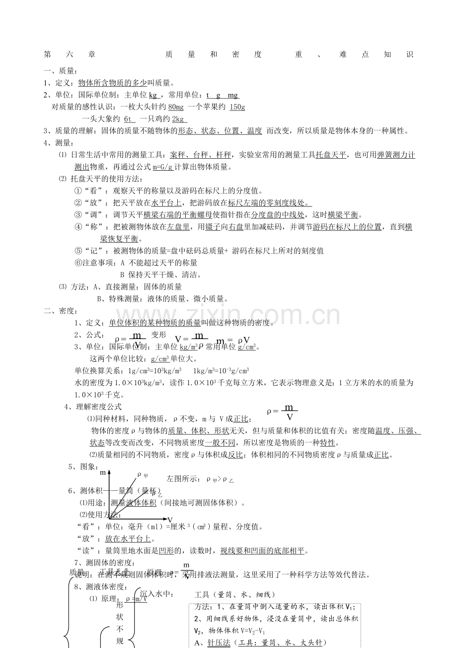 八年级物理第六章质量与密度知识点详解总结.doc_第1页