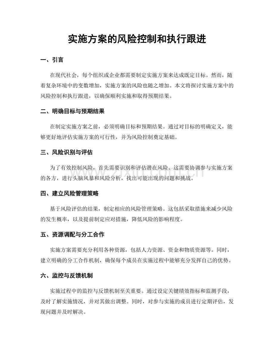 实施方案的风险控制和执行跟进.docx_第1页