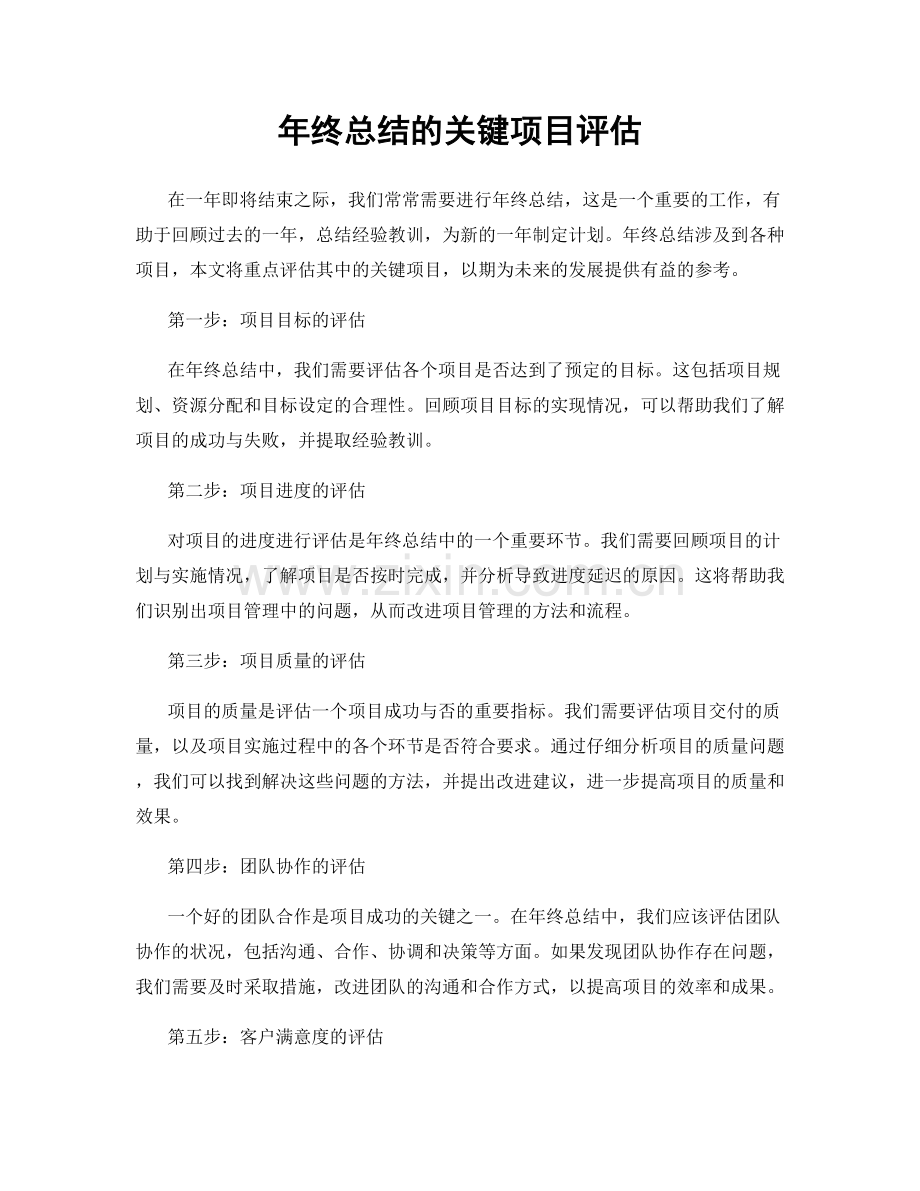 年终总结的关键项目评估.docx_第1页