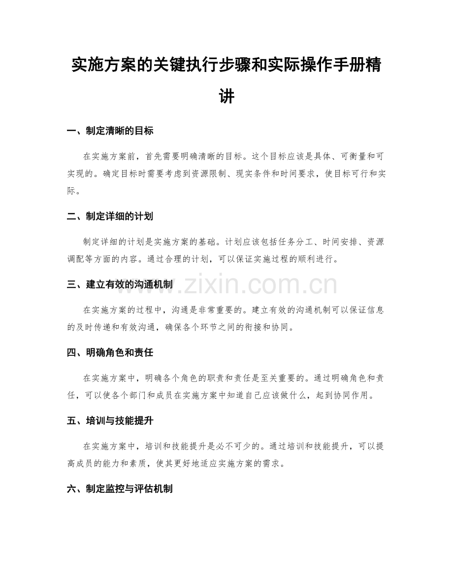 实施方案的关键执行步骤和实际操作手册精讲.docx_第1页