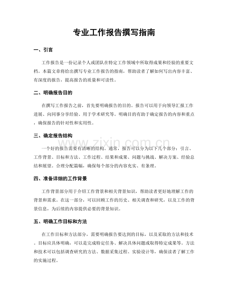 专业工作报告撰写指南.docx_第1页