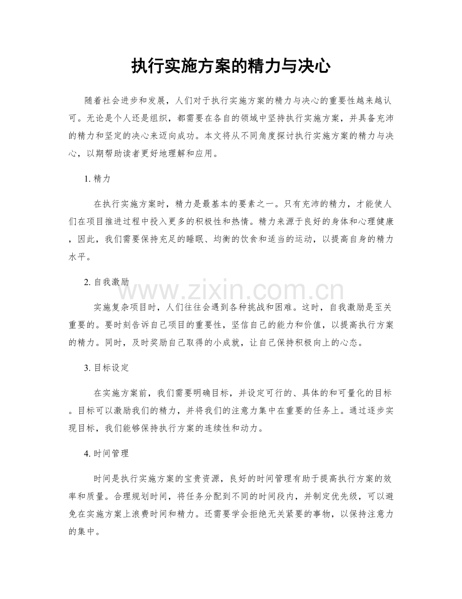 执行实施方案的精力与决心.docx_第1页