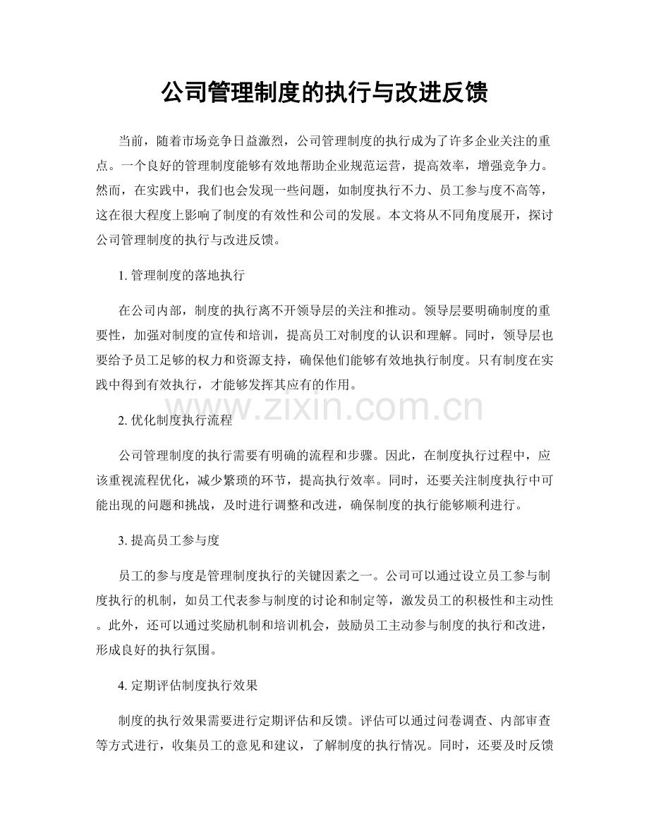 公司管理制度的执行与改进反馈.docx_第1页