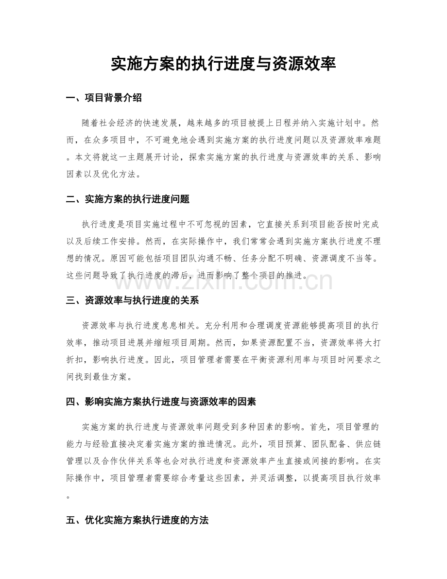 实施方案的执行进度与资源效率.docx_第1页