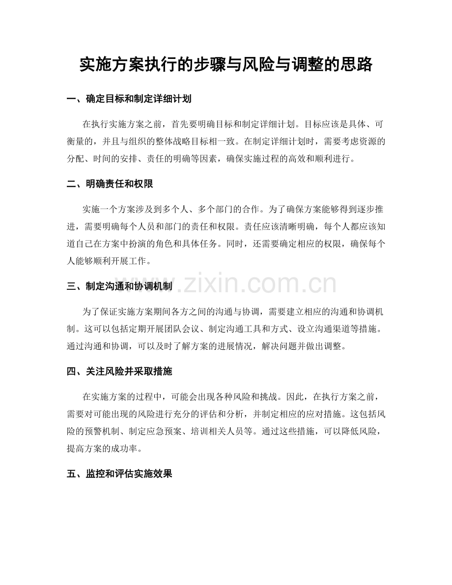 实施方案执行的步骤与风险与调整的思路.docx_第1页