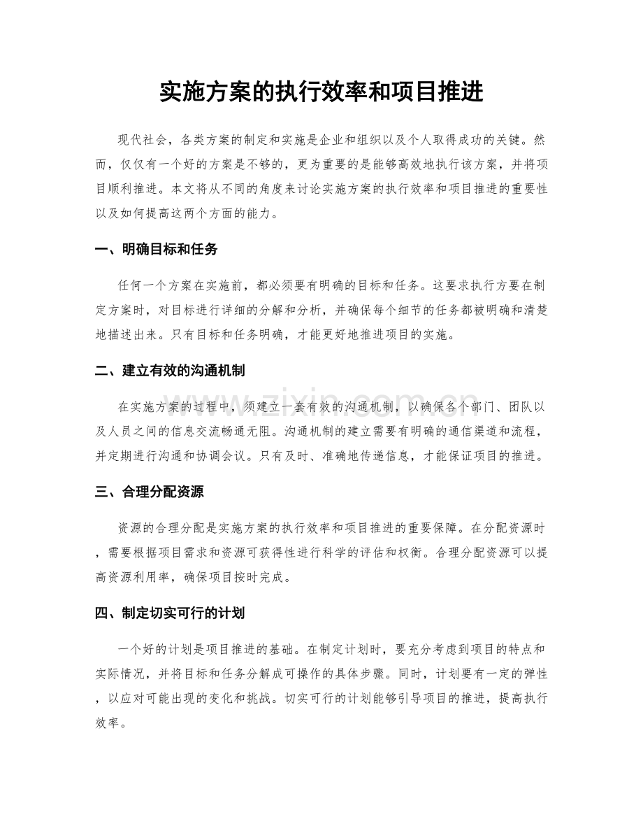实施方案的执行效率和项目推进.docx_第1页