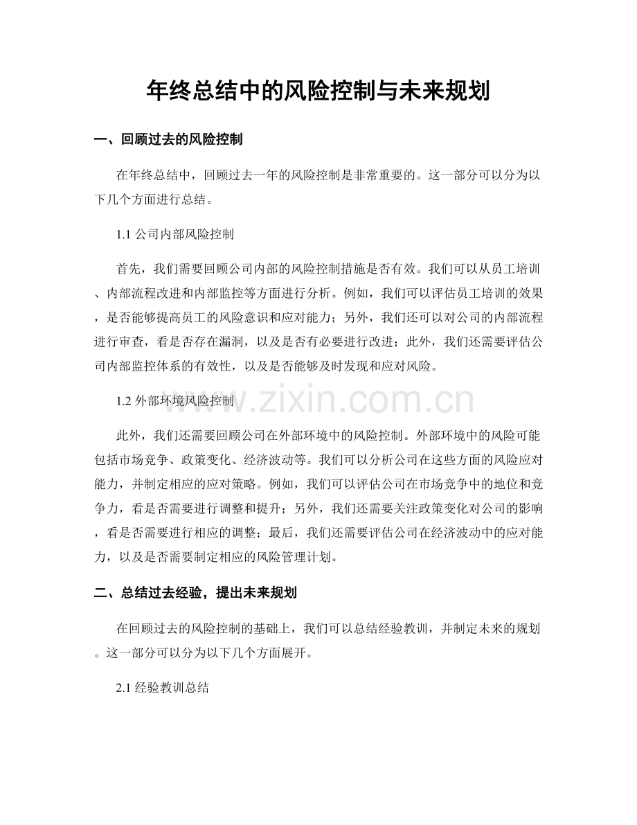 年终总结中的风险控制与未来规划.docx_第1页