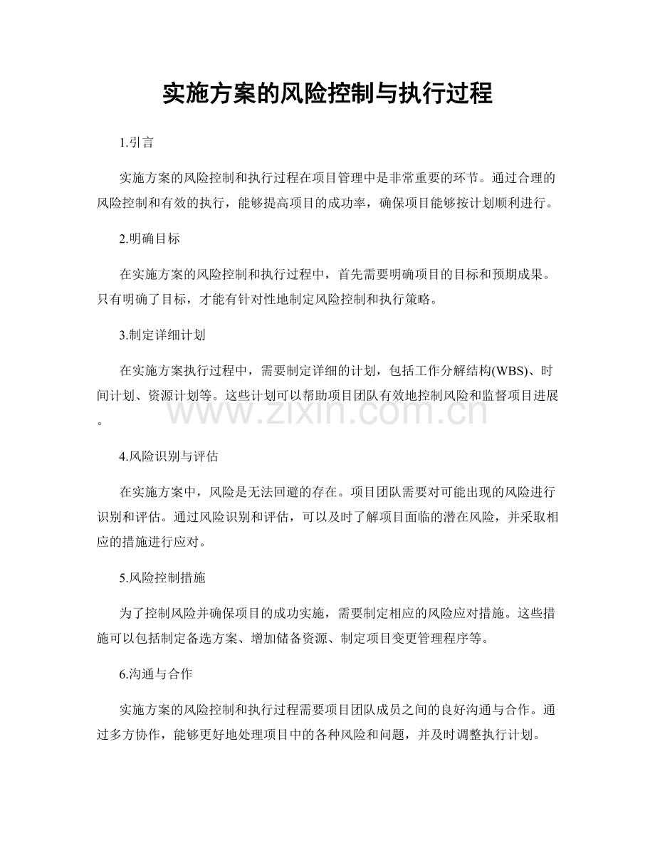 实施方案的风险控制与执行过程.docx_第1页
