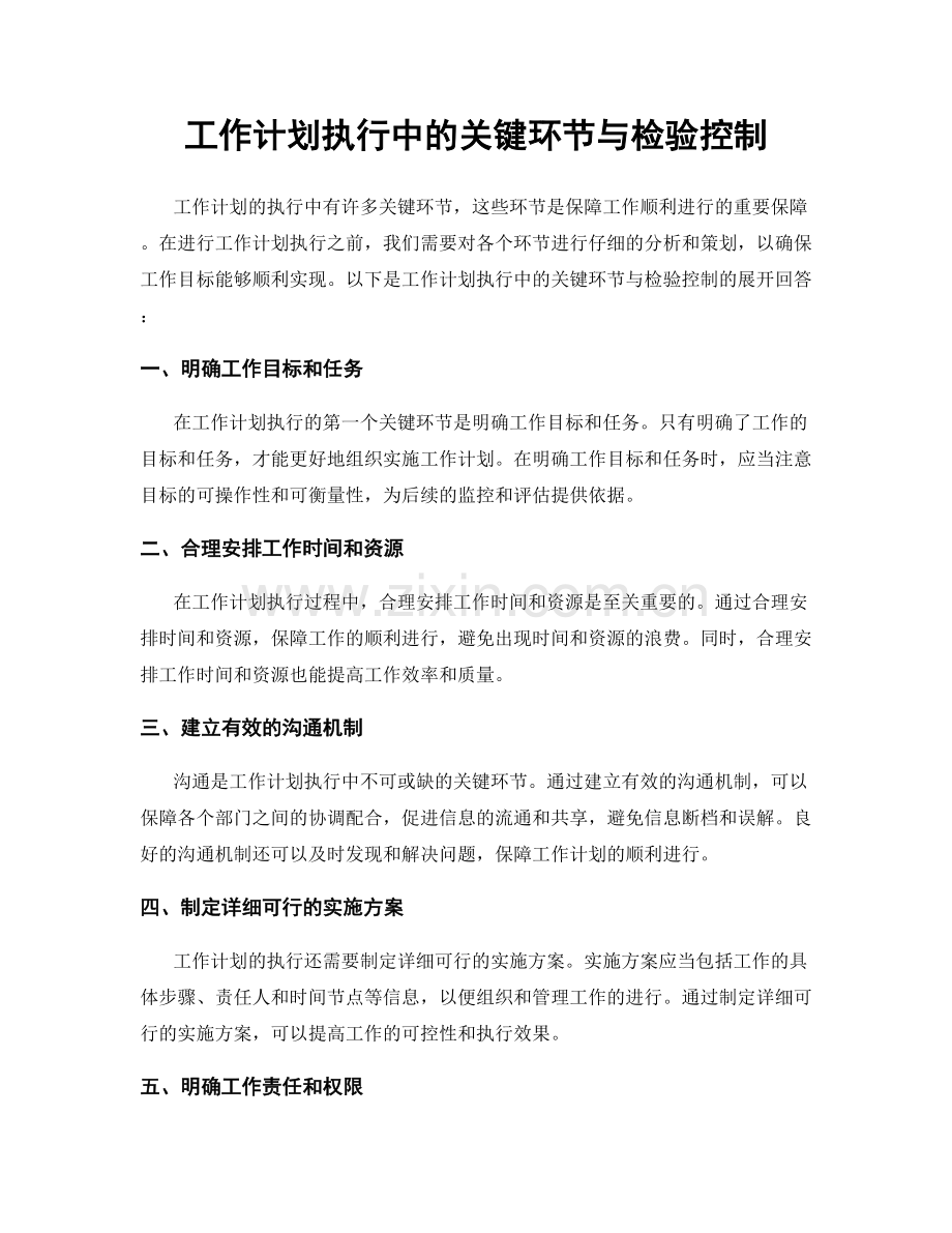 工作计划执行中的关键环节与检验控制.docx_第1页