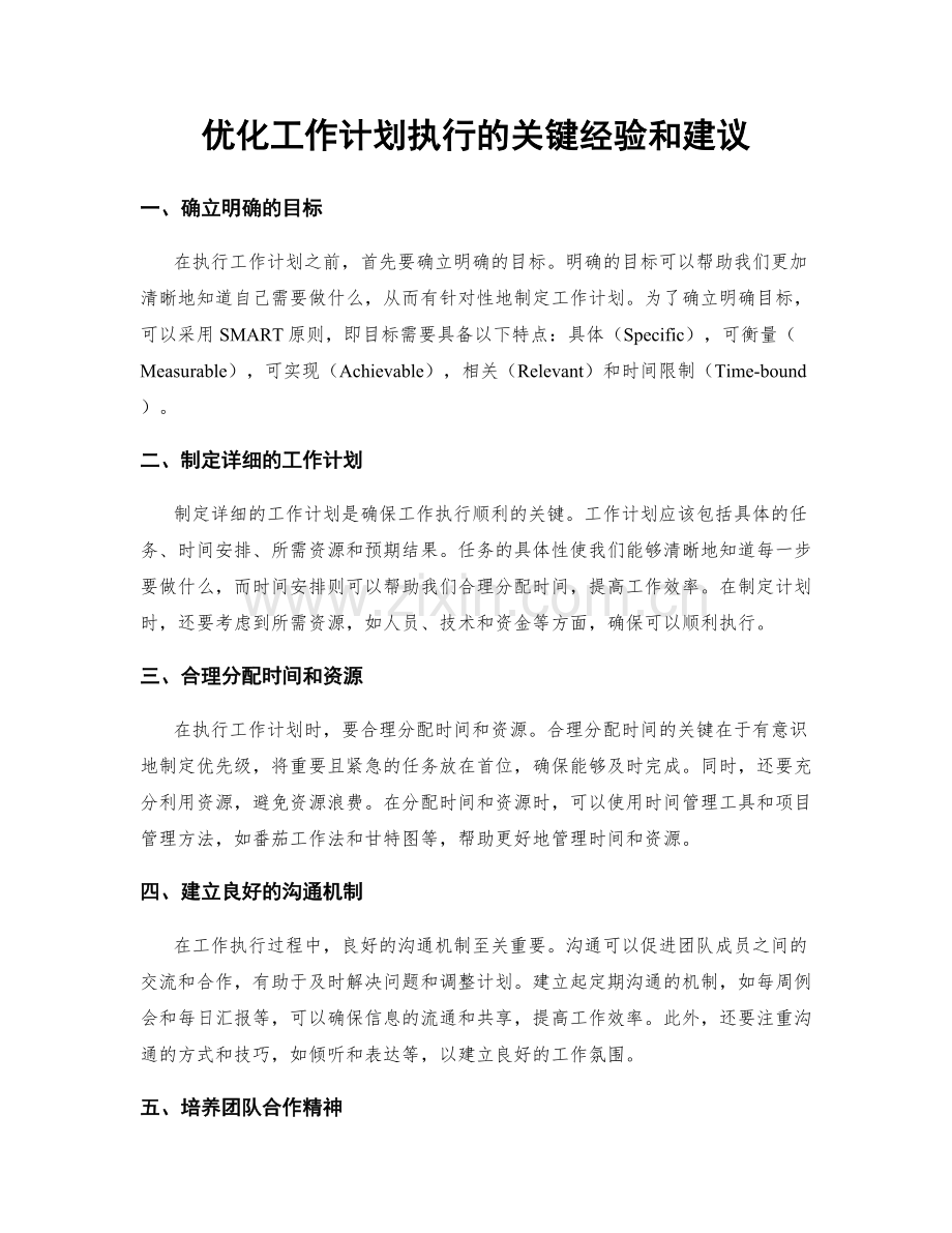 优化工作计划执行的关键经验和建议.docx_第1页